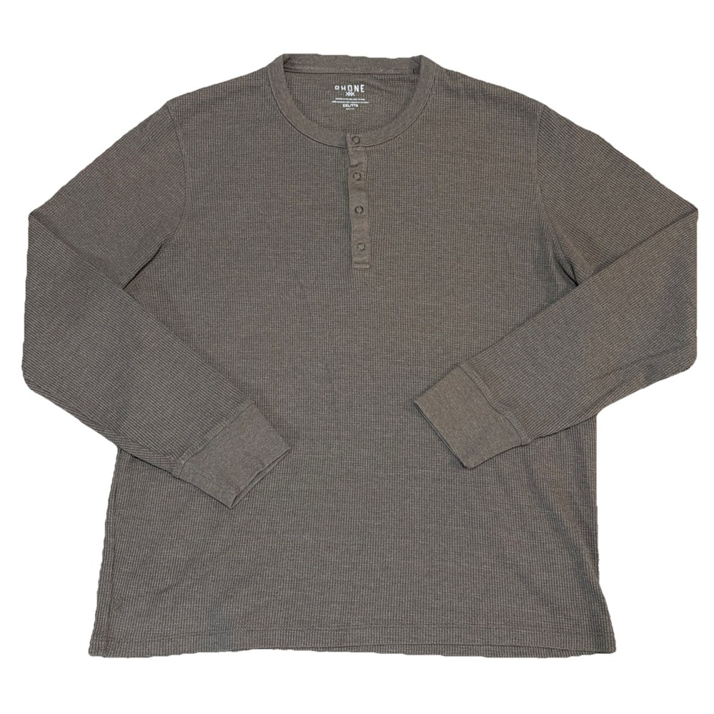 Rhone Shirt 2XL Warm Taupe Waffle Long‎ Sleeve Snap Button Lightweight Thermal